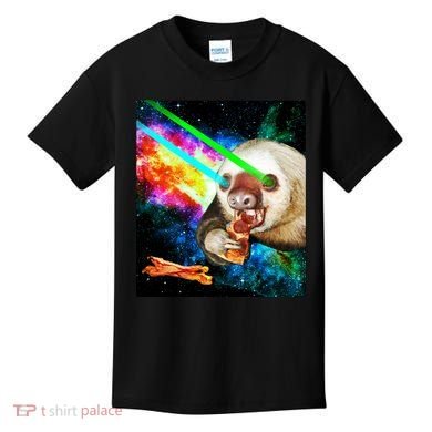 Space Hunger Dinner In Space Sloth Laser Pizza Kids T-Shirt
