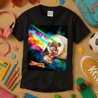 Space Hunger Dinner In Space Sloth Laser Pizza Kids T-Shirt thumb 3