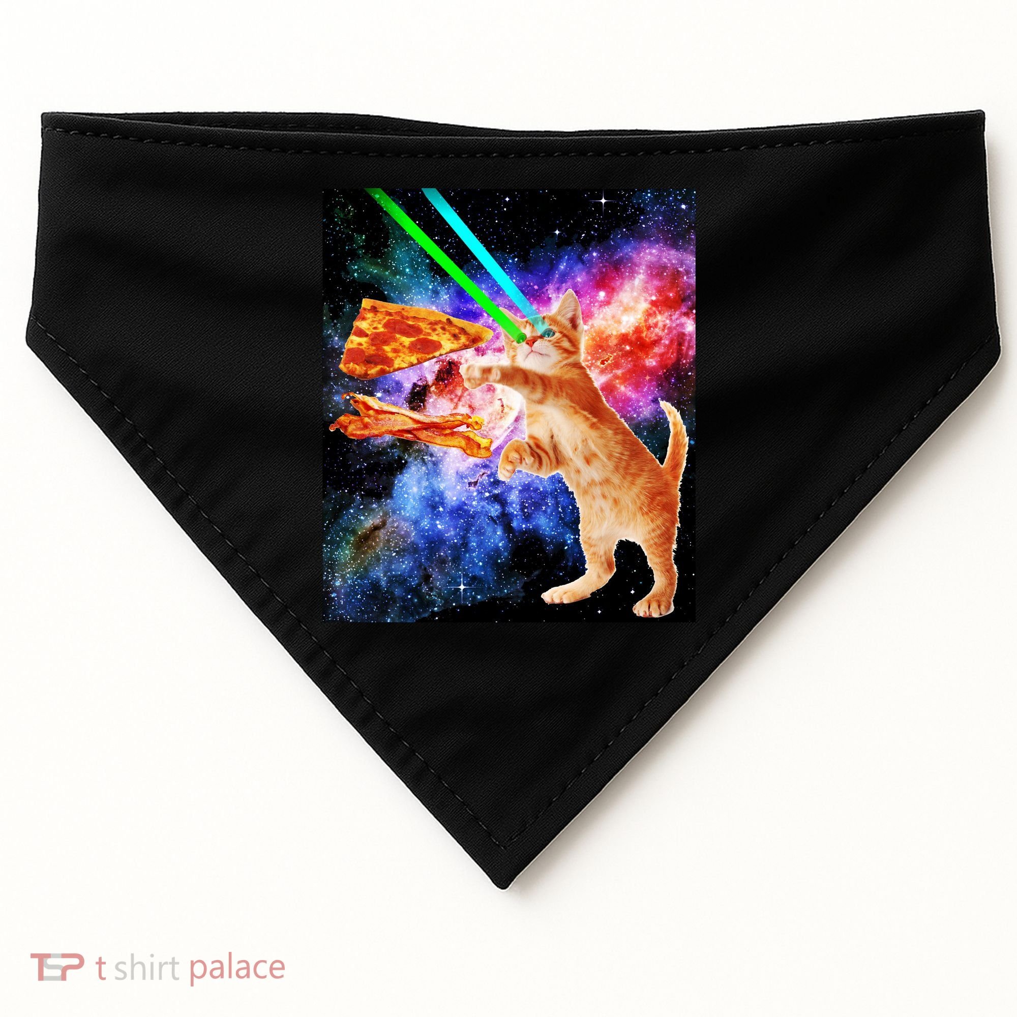 Space Hunger Flying Cat Pizza Bacon1 USA-Made Doggie Bandana