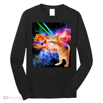 Space Hunger Flying Cat Pizza Bacon1 Long Sleeve Shirt