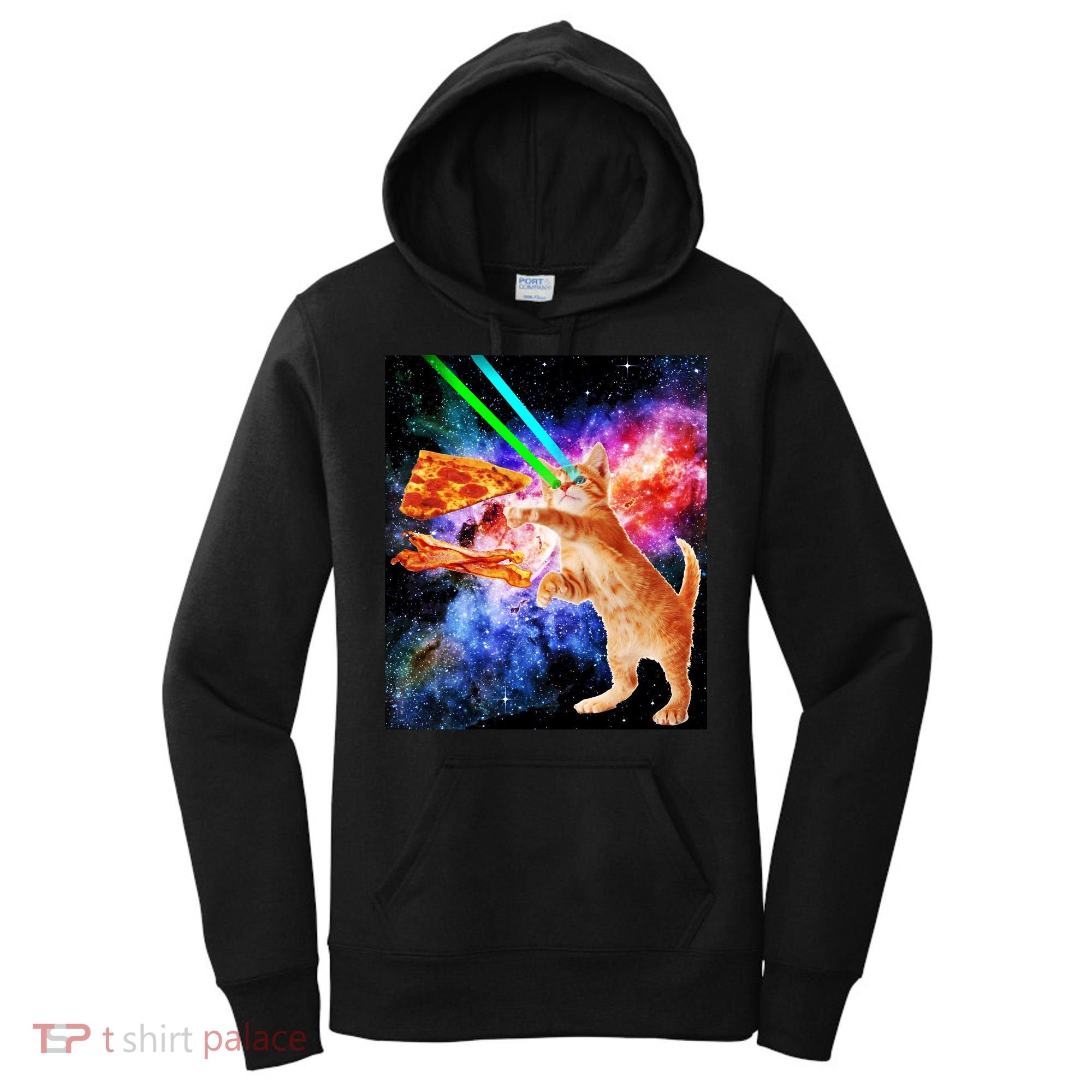 Space Hunger Flying Cat Pizza Bacon1 Women's Hoodie
