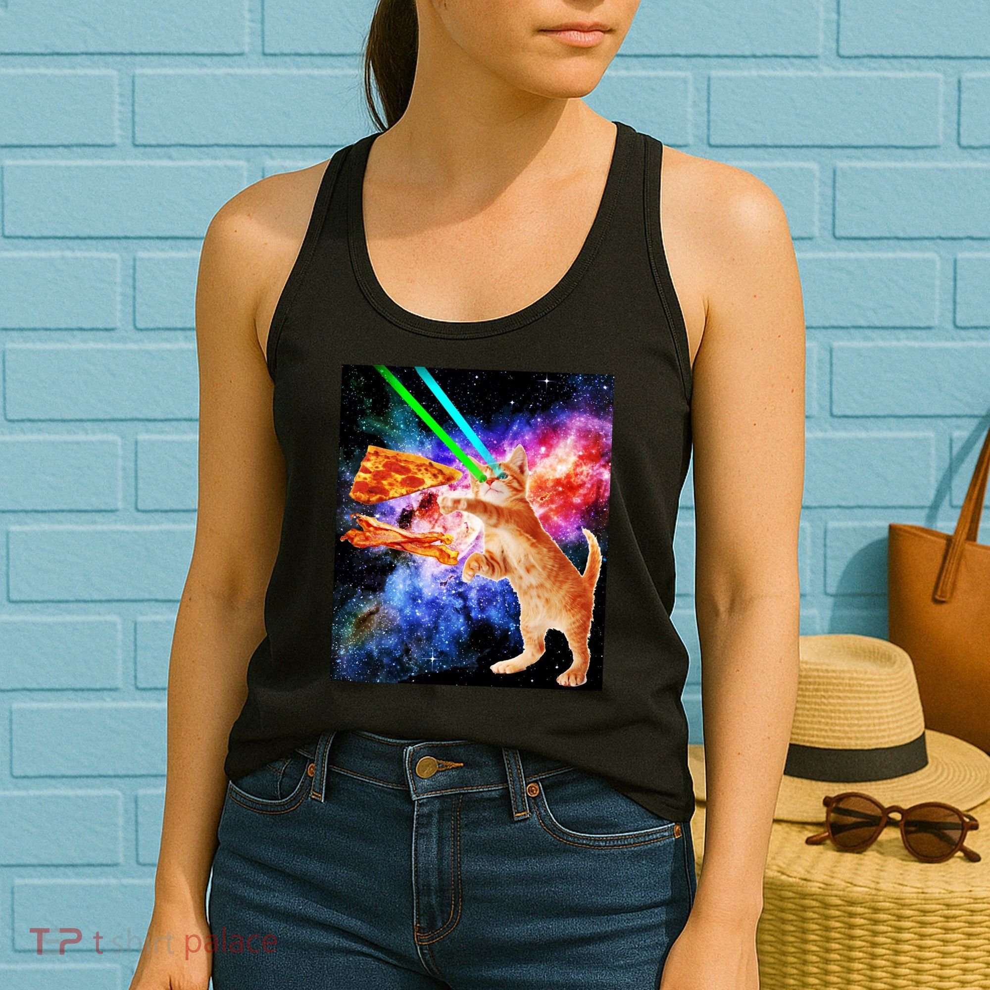 Space Hunger Flying Cat Pizza Bacon1 Women's Tank Top