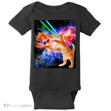 Space Hunger Flying Cat Pizza Bacon1 Baby Bodysuit