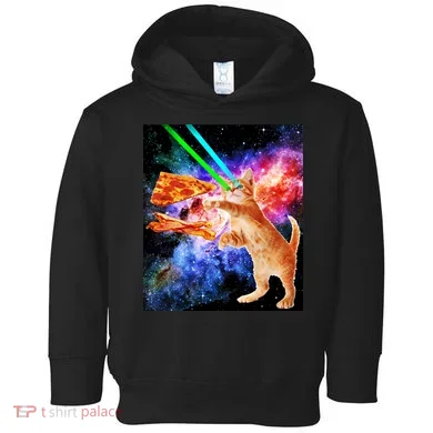 Space Hunger Flying Cat Pizza Bacon1 Toddler Hoodie