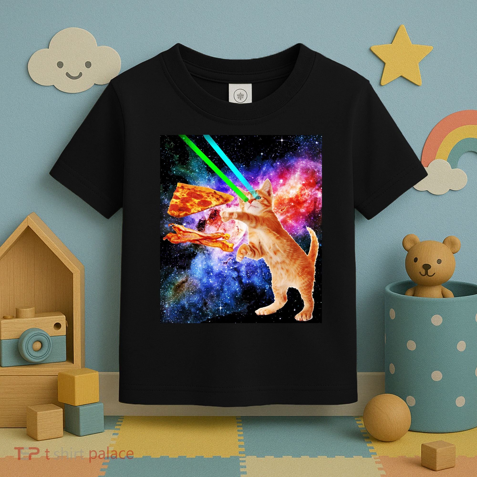 Space Hunger Flying Cat Pizza Bacon1 Toddler T-Shirt