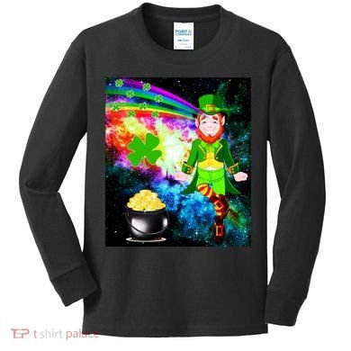 Space Hunger Irish in Space Rainbow Laser Kids Long Sleeve Shirt