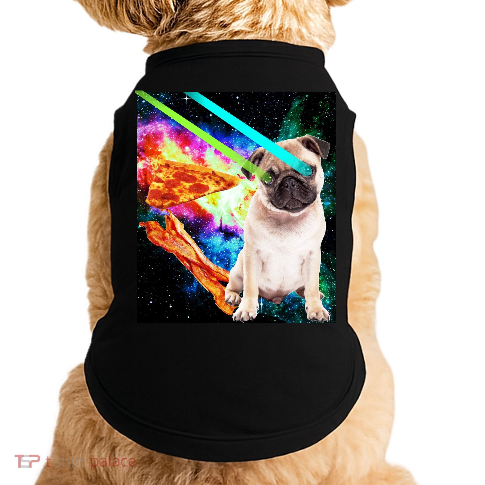 Space Hunger Pug Laser Pizza Bacon Doggie Tank