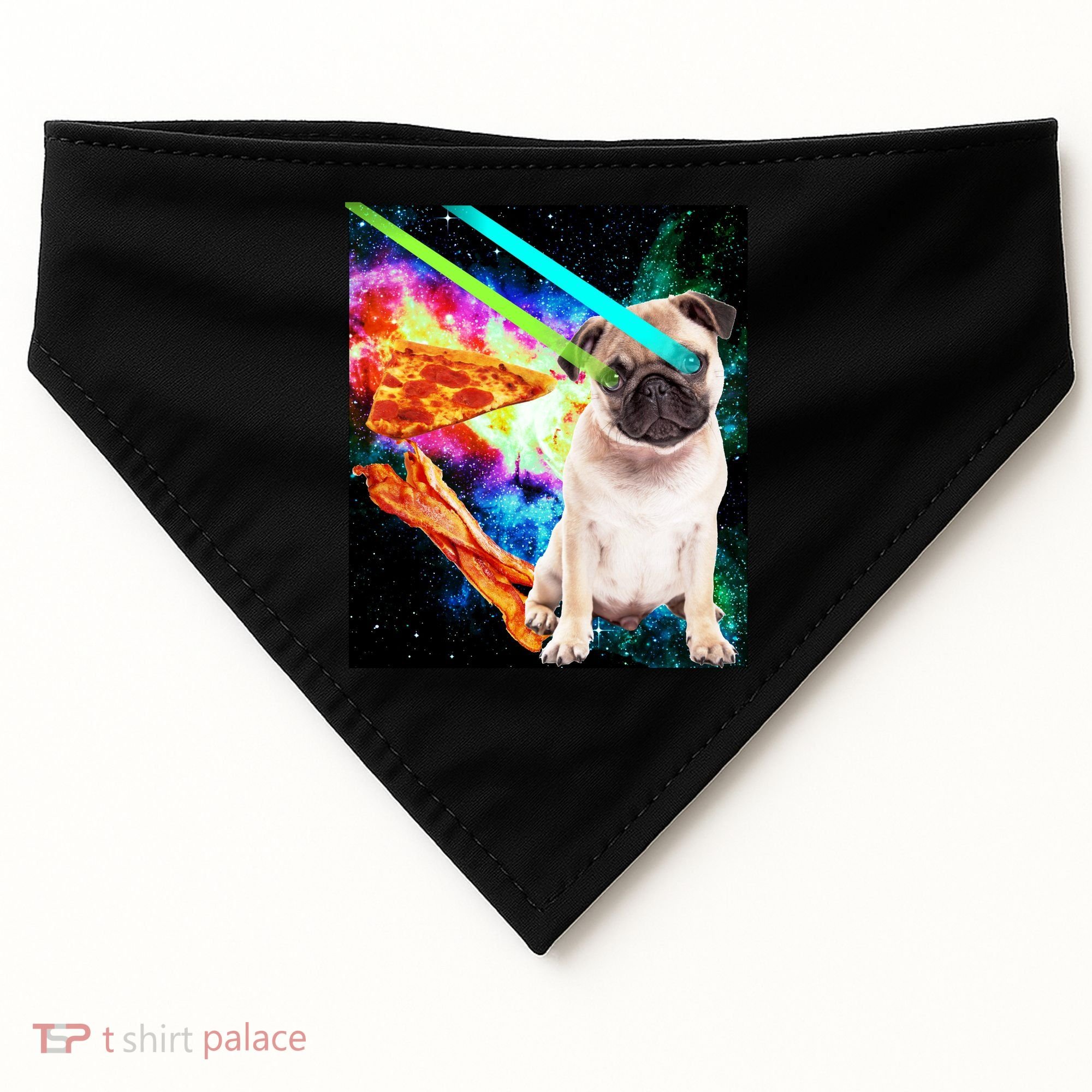 Space Hunger Pug Laser Pizza Bacon USA-Made Doggie Bandana