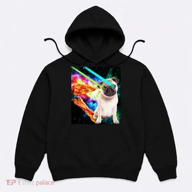 Space Hunger Pug Laser Pizza Bacon Hoodie