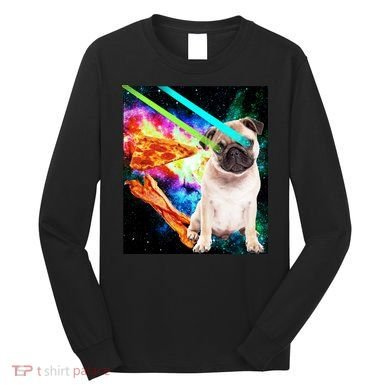 Space Hunger Pug Laser Pizza Bacon Long Sleeve Shirt