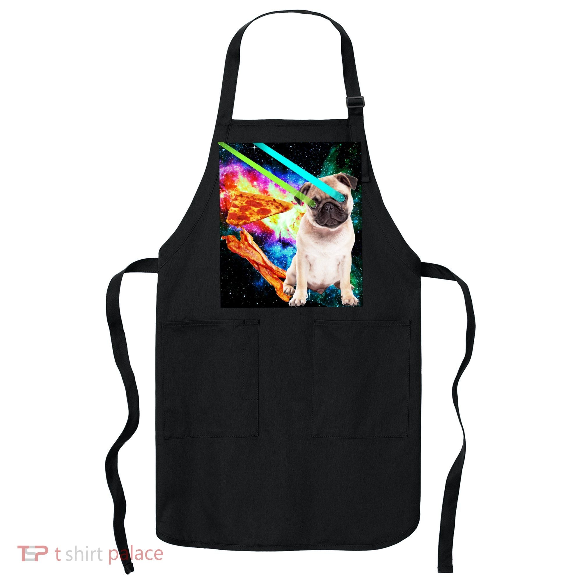Space Hunger Pug Laser Pizza Bacon Apron