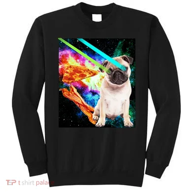 Space Hunger Pug Laser Pizza Bacon Sweatshirt