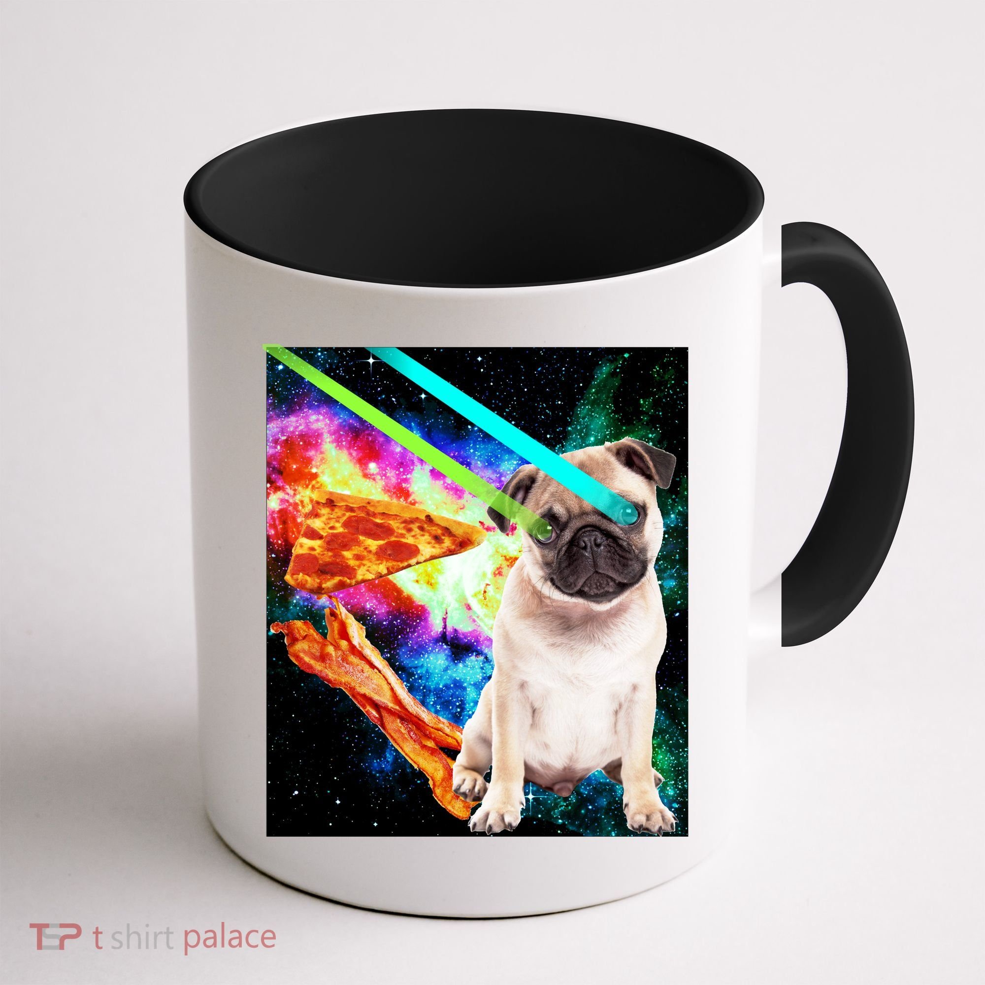 Space Hunger Pug Laser Pizza Bacon Coffee Mug