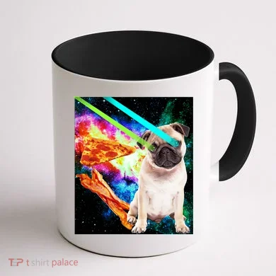 Space Hunger Pug Laser Pizza Bacon Coffee Mug back