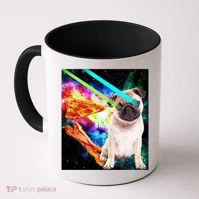 Space Hunger Pug Laser Pizza Bacon Coffee Mug