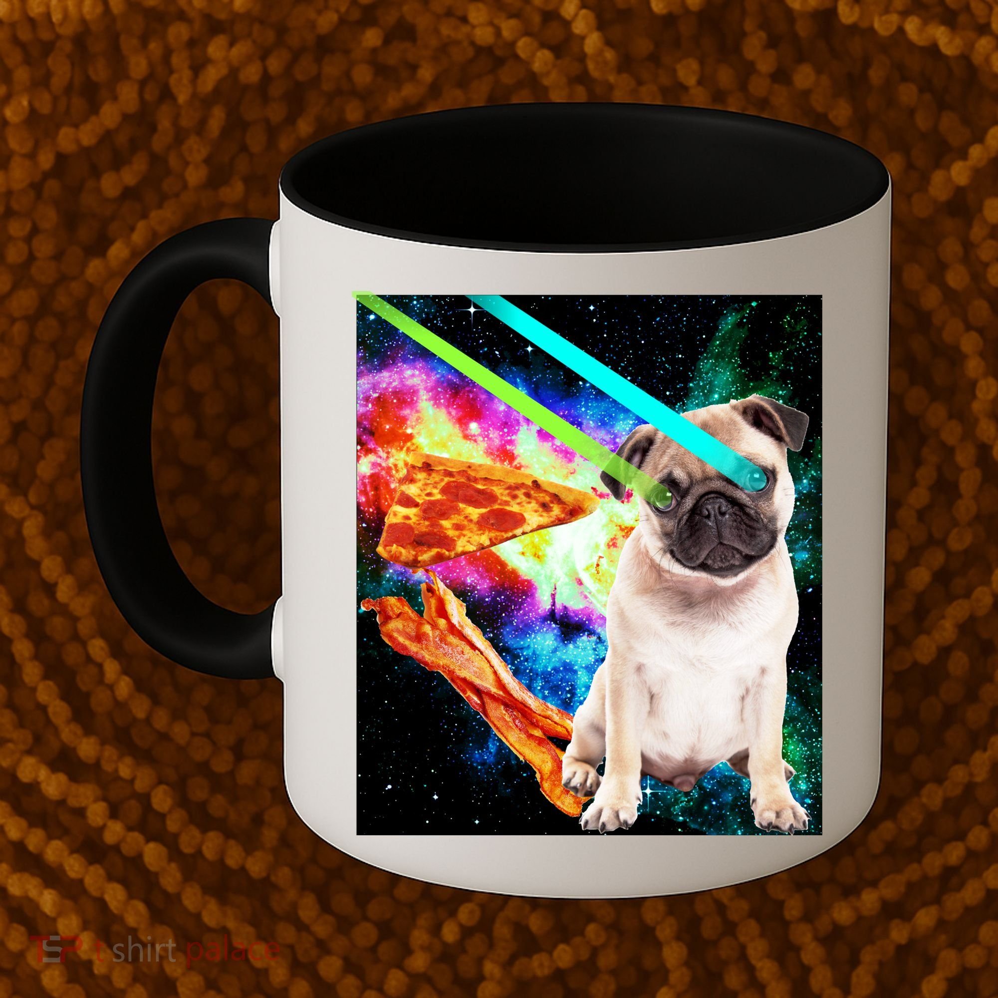 Space Hunger Pug Laser Pizza Bacon Coffee Mug