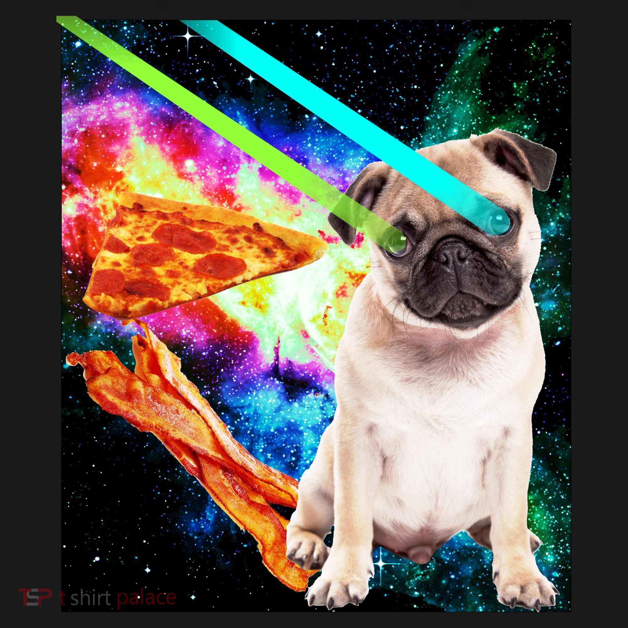 Space Hunger Pug Laser Pizza Bacon Mesh Reversible Basketball Jersey Tank
