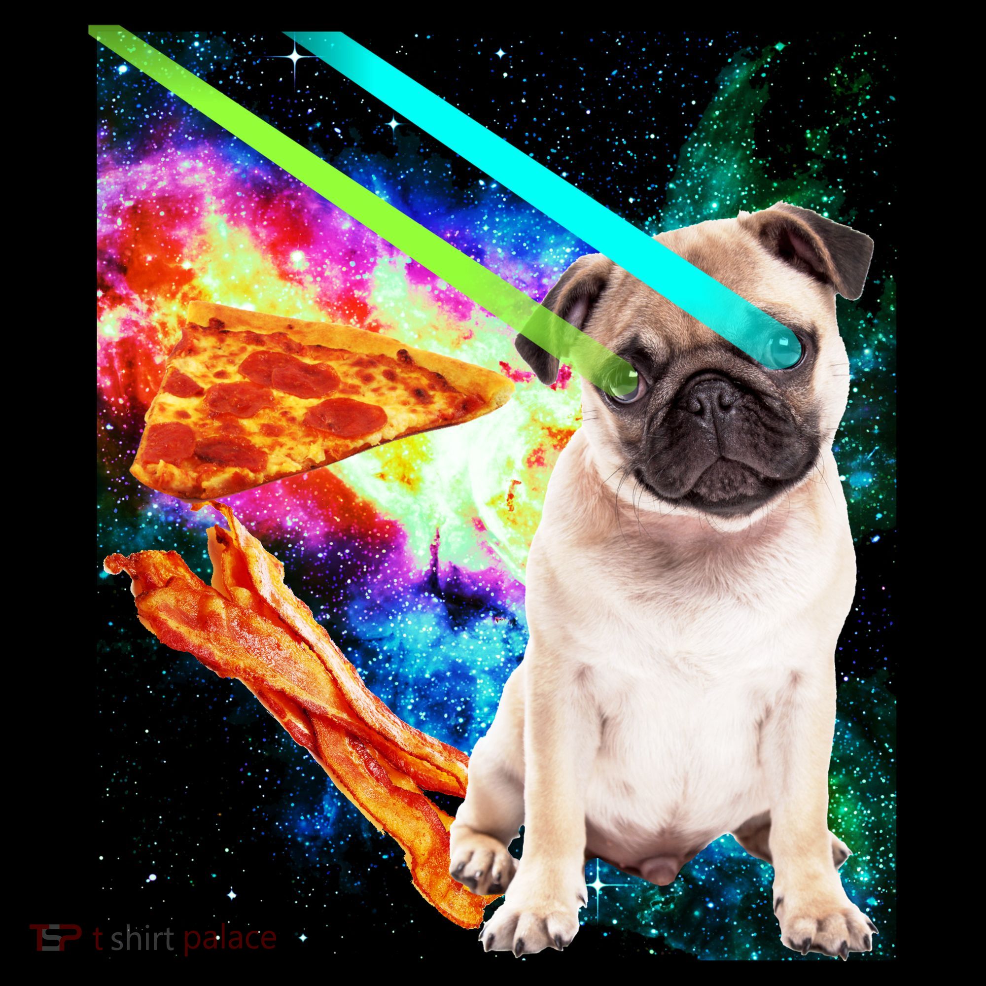 Space Hunger Pug Laser Pizza Bacon Mousepad