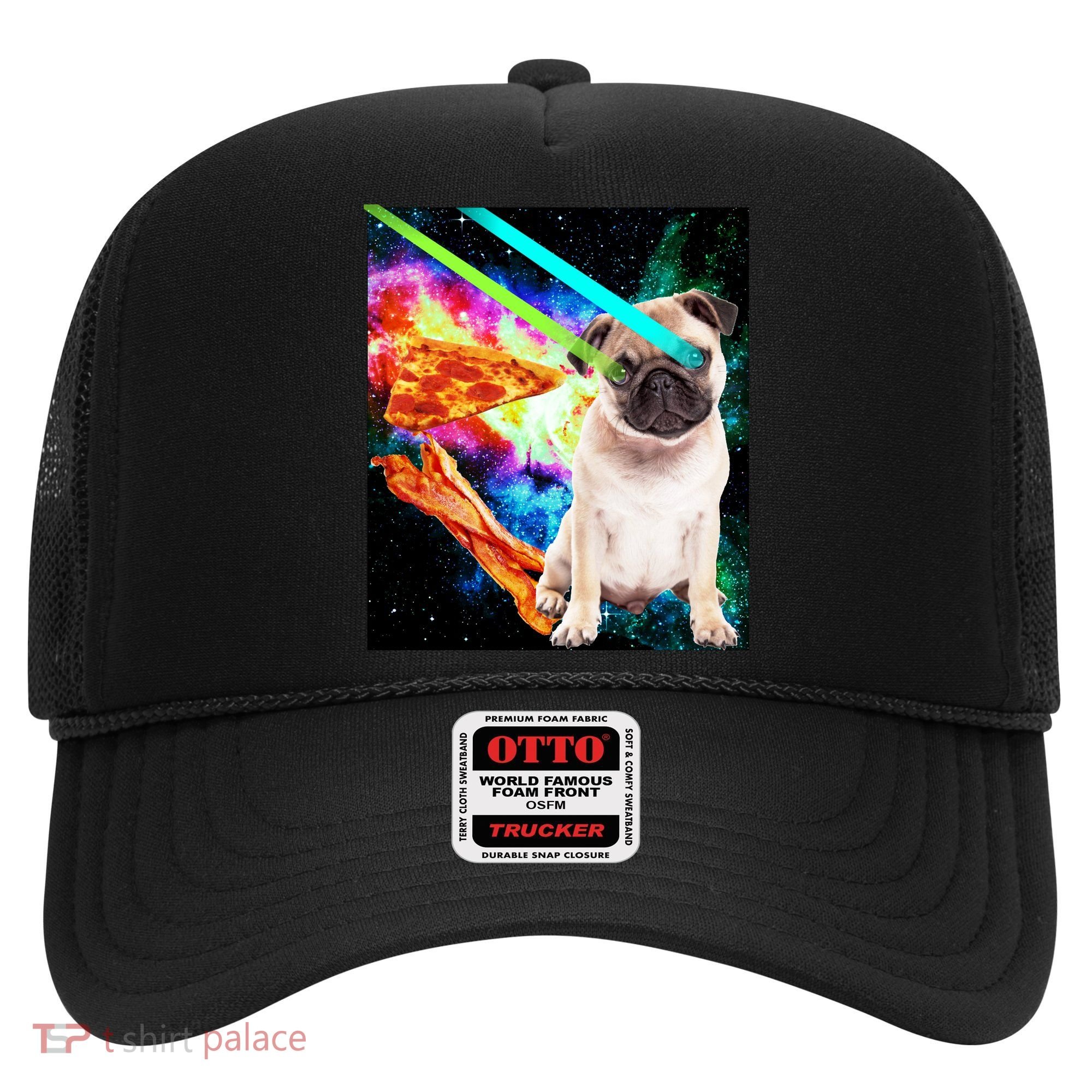 Space Hunger Pug Laser Pizza Bacon Hat