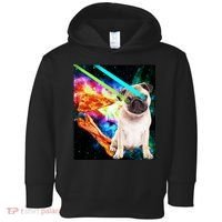 Space Hunger Pug Laser Pizza Bacon Toddler Hoodie thumb 0