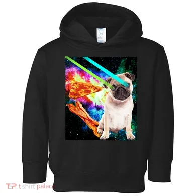 Space Hunger Pug Laser Pizza Bacon Toddler Hoodie
