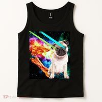 Space Hunger Pug Laser Pizza Bacon Tank Top thumb 2