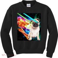 Space Hunger Pug Laser Pizza Bacon Kids Sweatshirt thumb 0