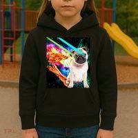 Space Hunger Pug Laser Pizza Bacon Kids Hoodie thumb 3