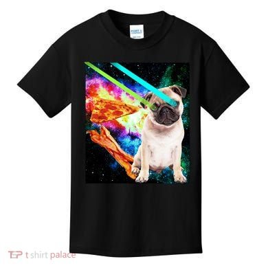 Space Hunger Pug Laser Pizza Bacon Kids T-Shirt