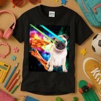 Space Hunger Pug Laser Pizza Bacon Kids T-Shirt thumb 3