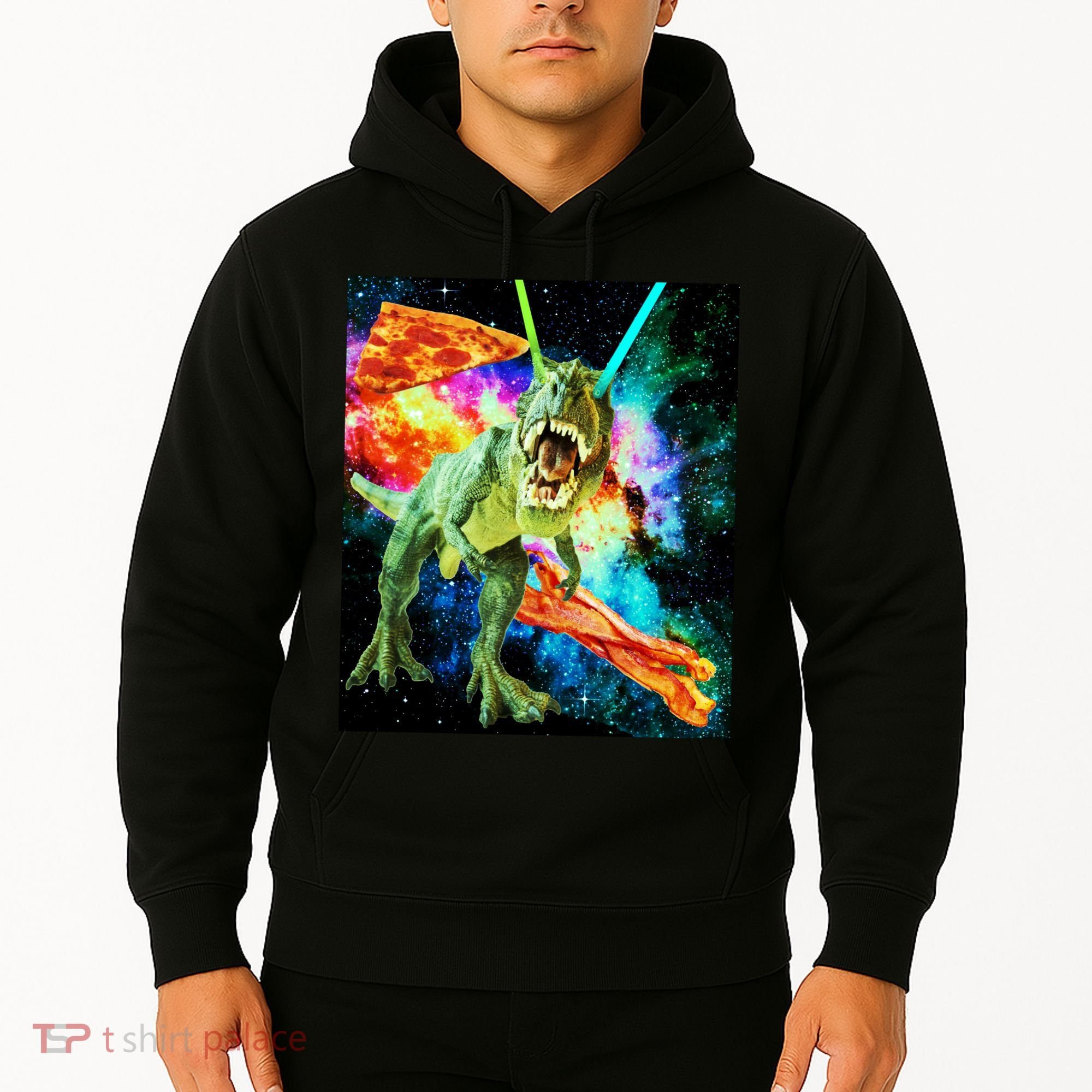 Space Hunger Wars T-Rex Pizza Bacon Hoodie