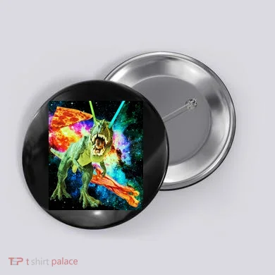 Space Hunger Wars T-Rex Pizza Bacon Button