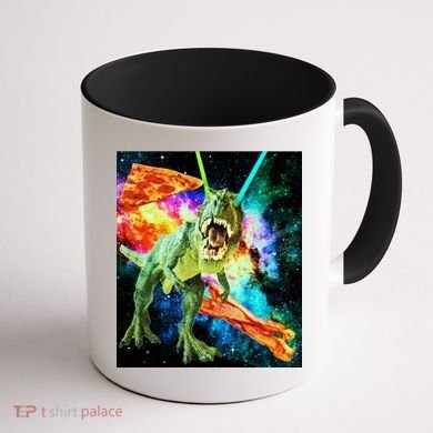 Space Hunger Wars T-Rex Pizza Bacon Coffee Mug back
