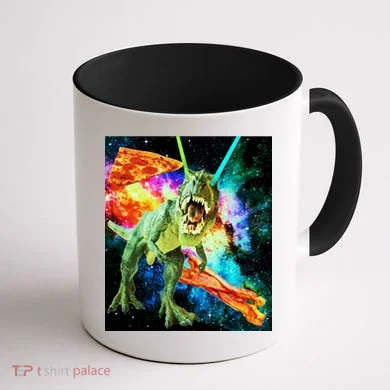 Space Hunger Wars T-Rex Pizza Bacon Coffee Mug back