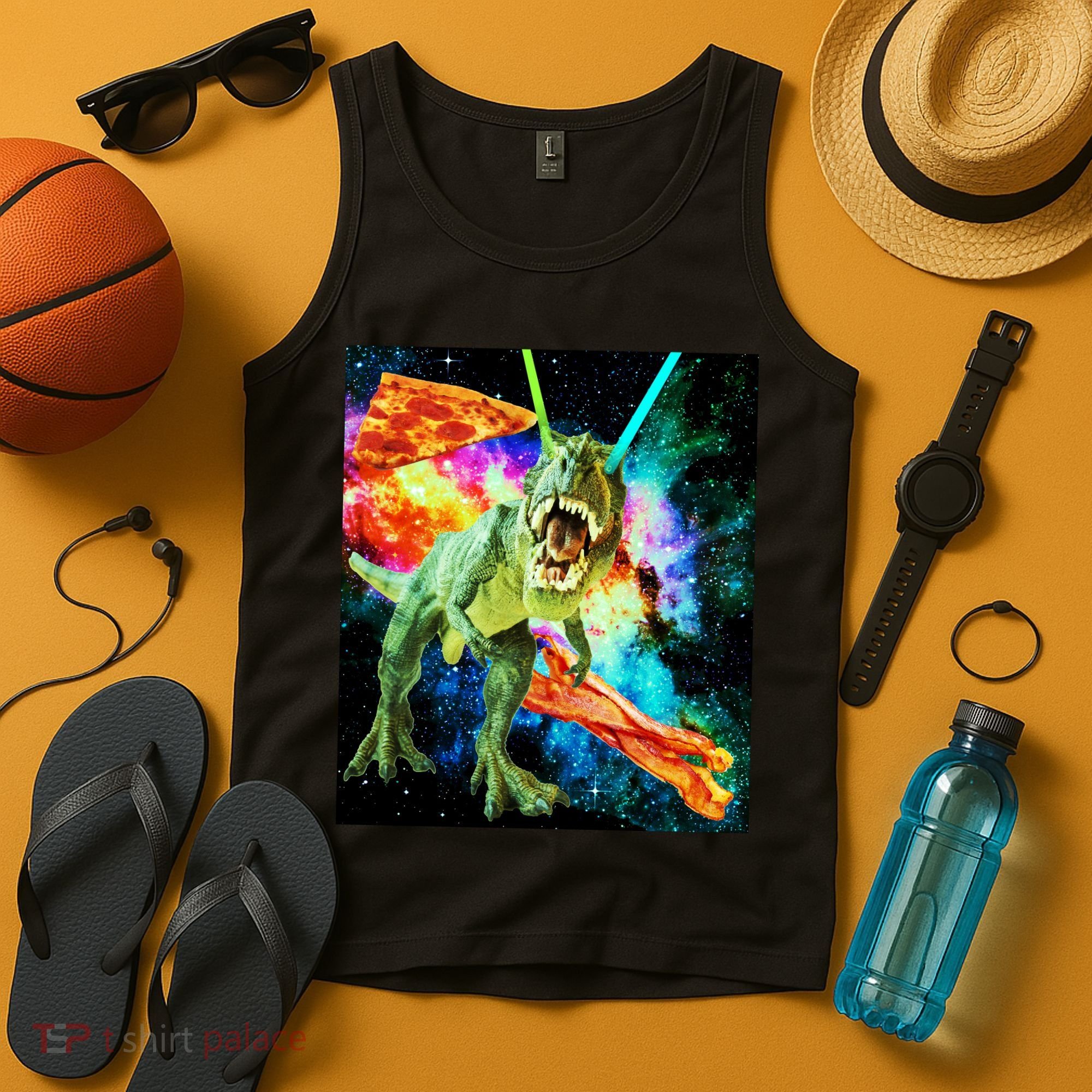 Space Hunger Wars T-Rex Pizza Bacon Tank Top