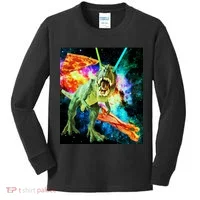 Space Hunger Wars T-Rex Pizza Bacon Kids Long Sleeve Shirt thumb 0
