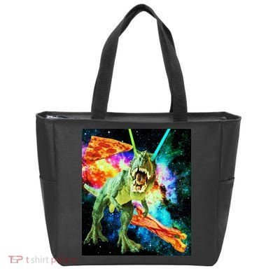 Space Hunger Wars T-Rex Pizza Bacon Tote Bag