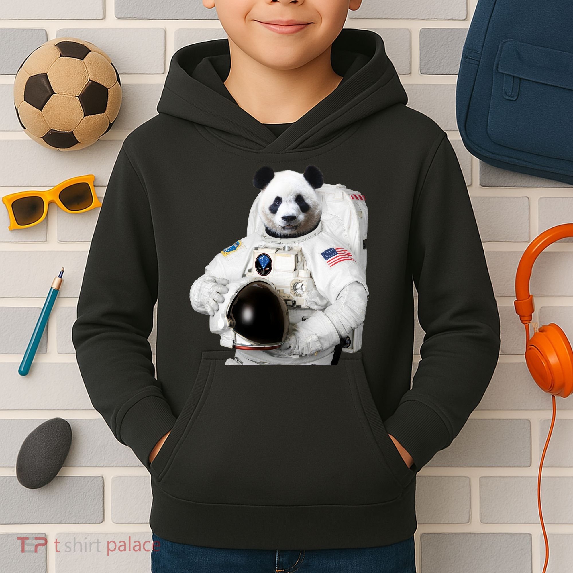 Space Panda USA Astronaut Kids Hoodie