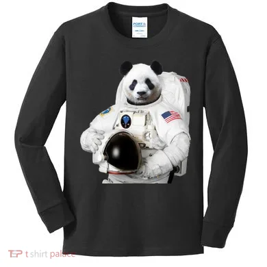 Space Panda USA Astronaut Kids Long Sleeve Shirt