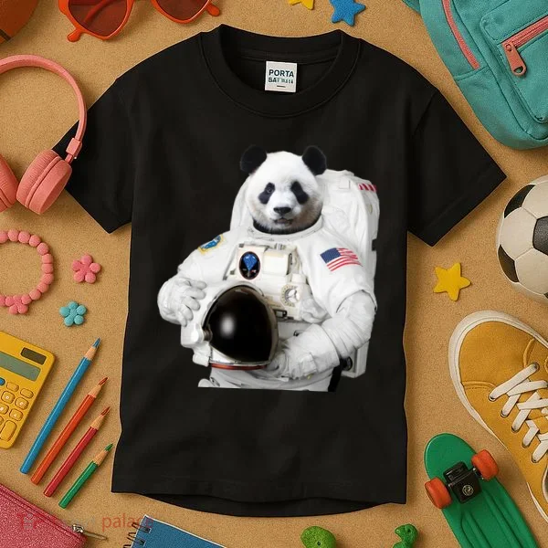 Space Panda USA Astronaut Kids T-Shirt