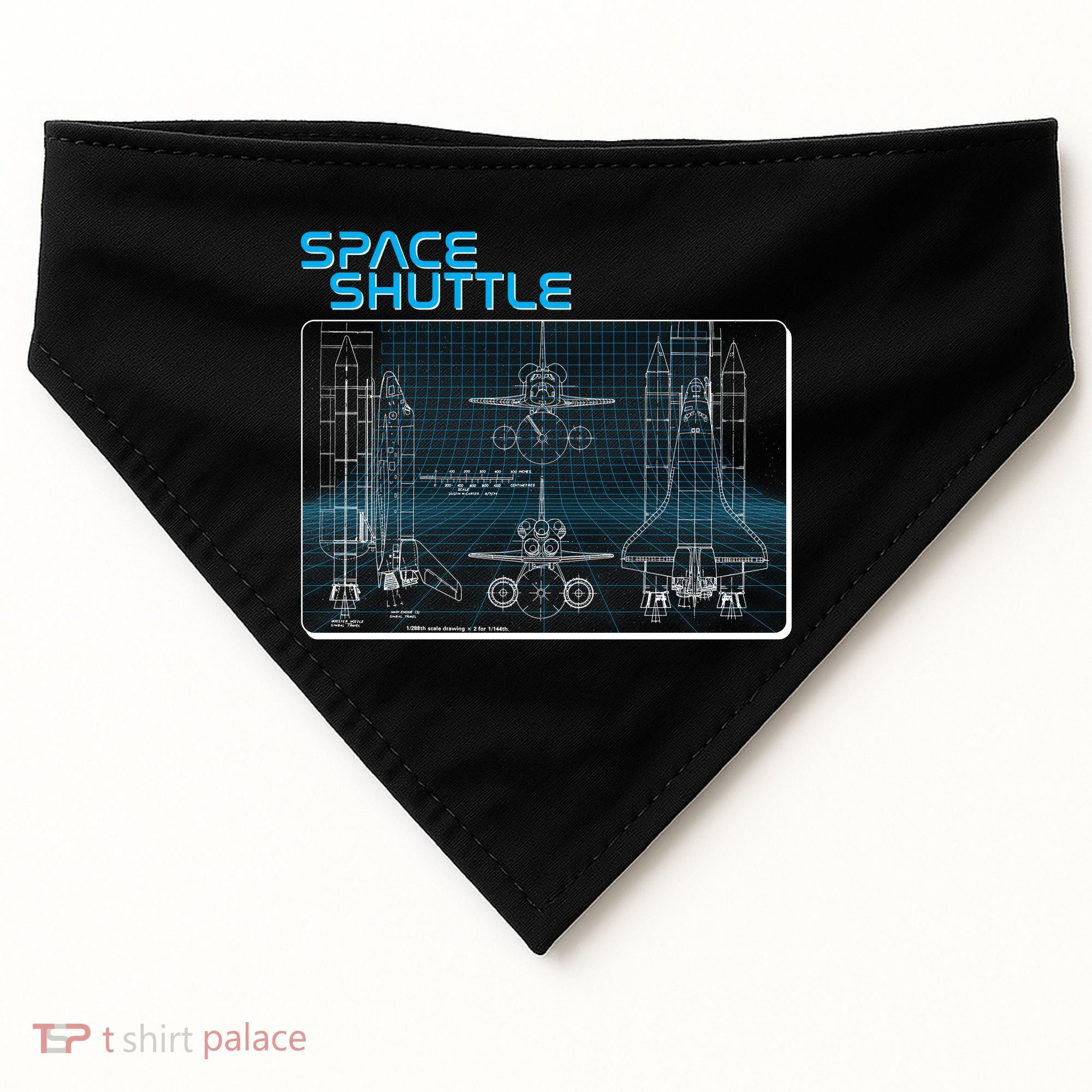 Space Shuttle Diagram Blueprint USA-Made Doggie Bandana