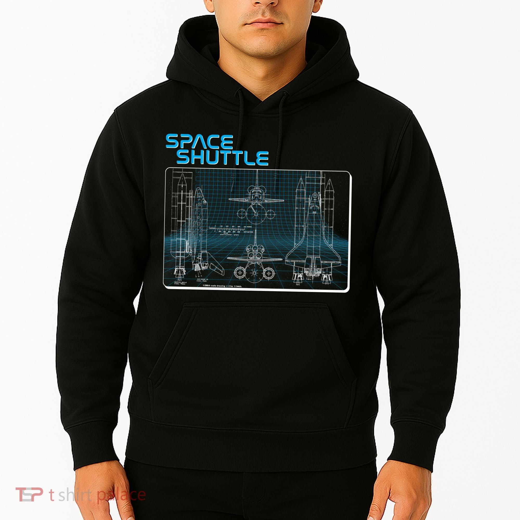 Space Shuttle Diagram Blueprint Hoodie