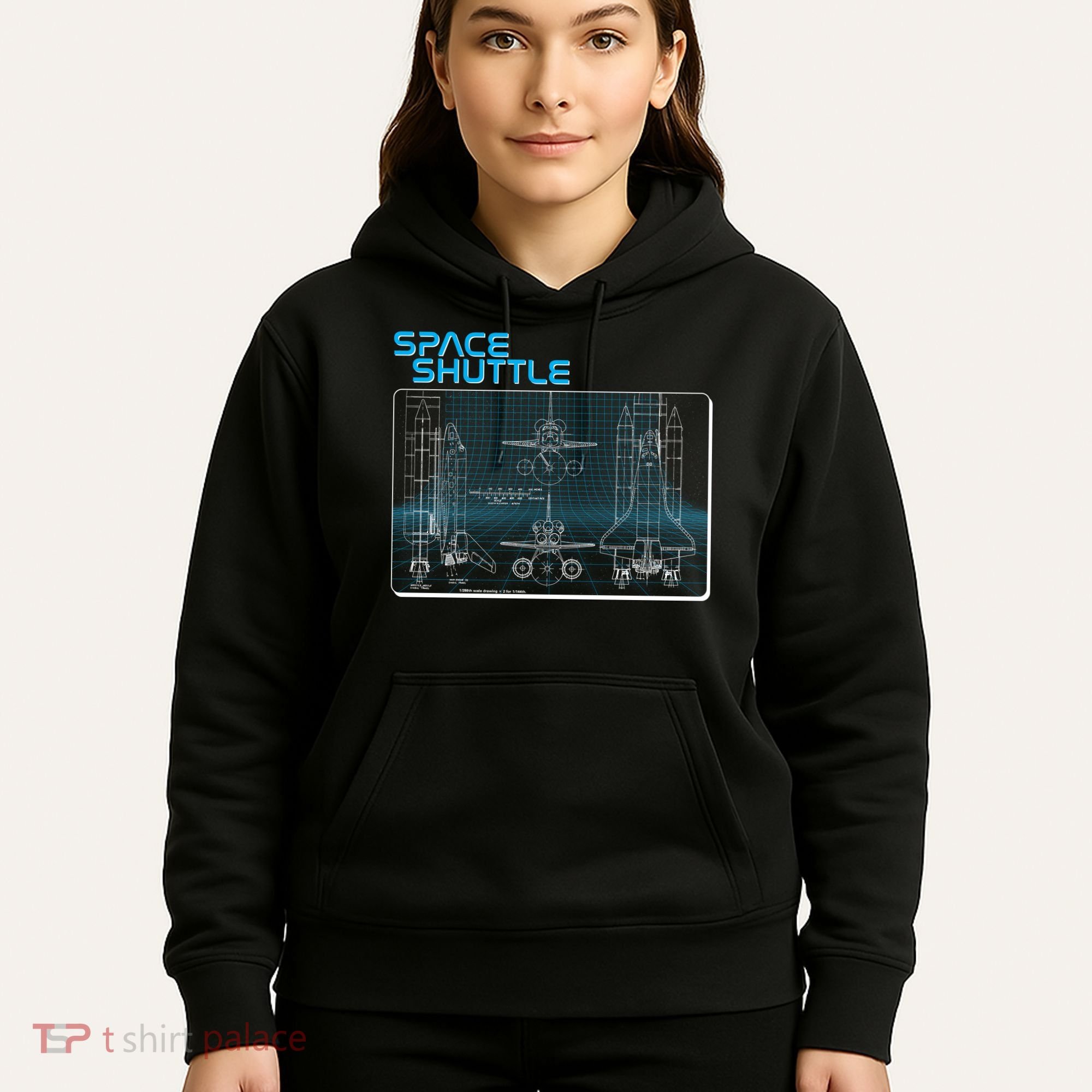 Space Shuttle Diagram Blueprint Hoodie
