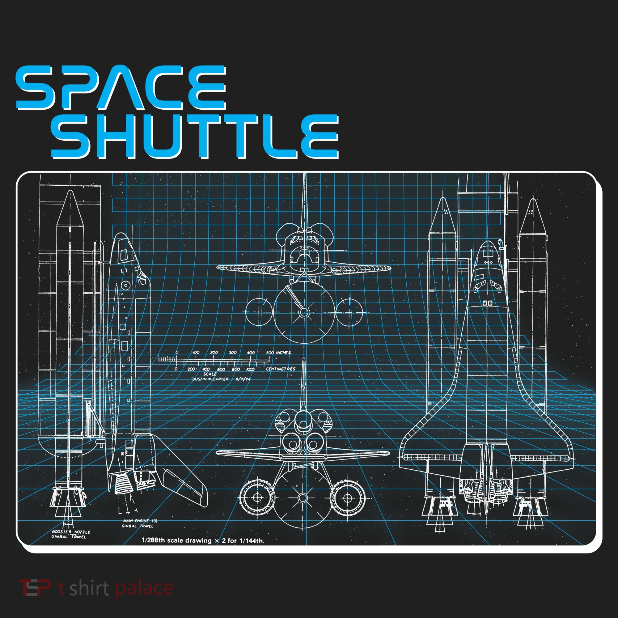 Space Shuttle Diagram Blueprint Beanie
