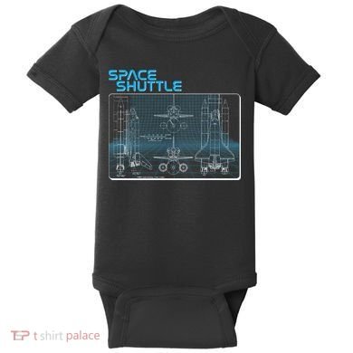 Space Shuttle Diagram Blueprint Baby Bodysuit