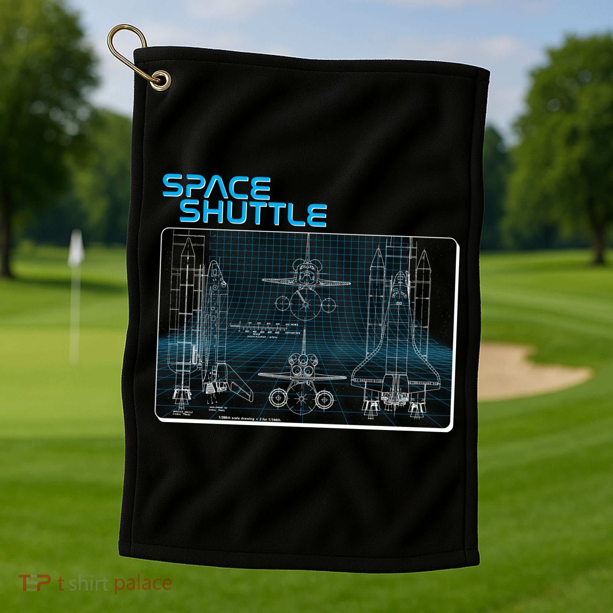 Space Shuttle Diagram Blueprint Golf Towel