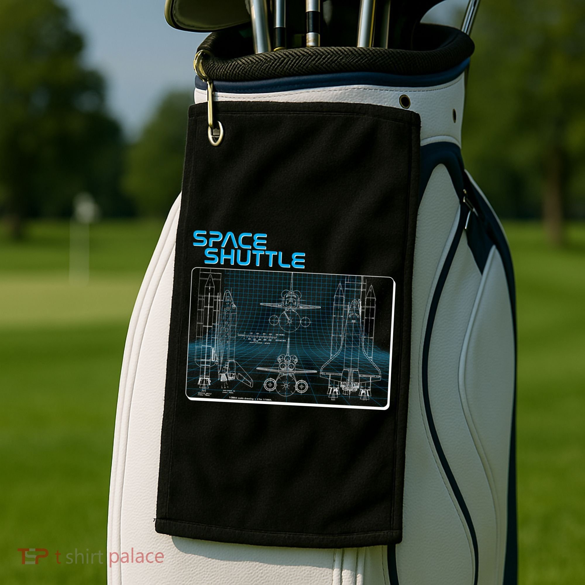 Space Shuttle Diagram Blueprint Golf Towel