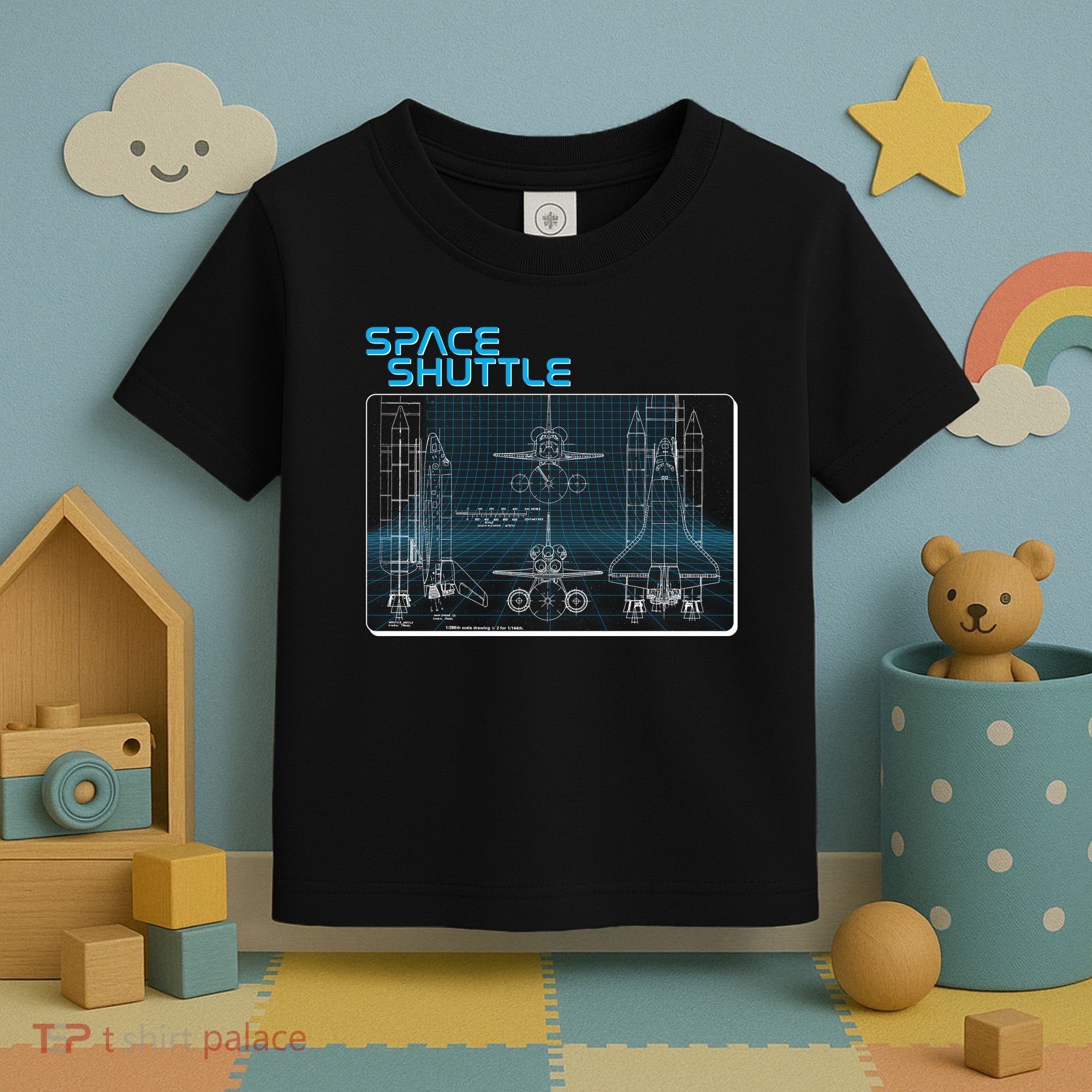 Space Shuttle Diagram Blueprint Toddler T-Shirt