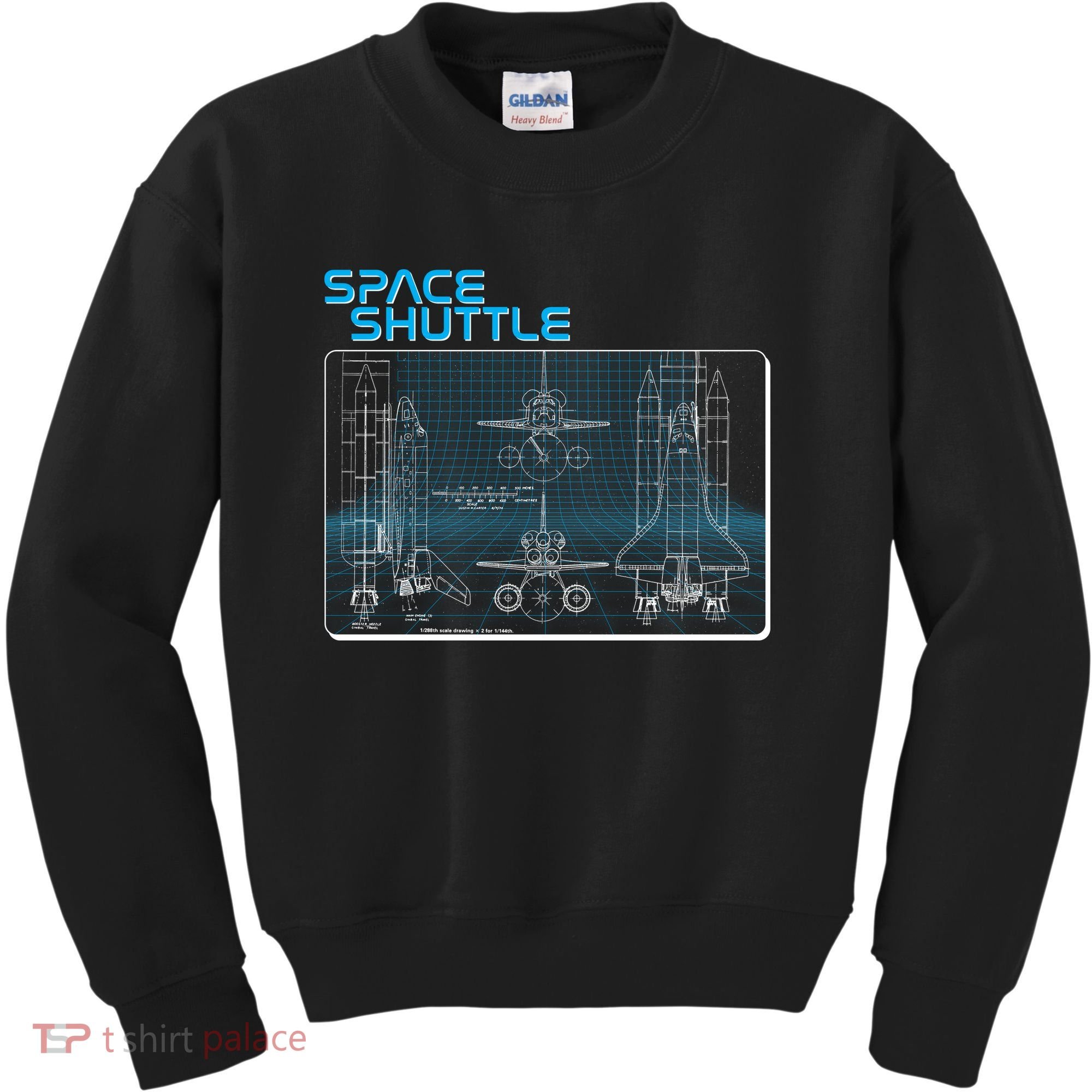 Space Shuttle Diagram Blueprint Kids Sweatshirt