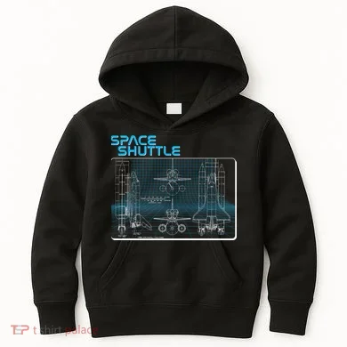 Space Shuttle Diagram Blueprint Kids Hoodie